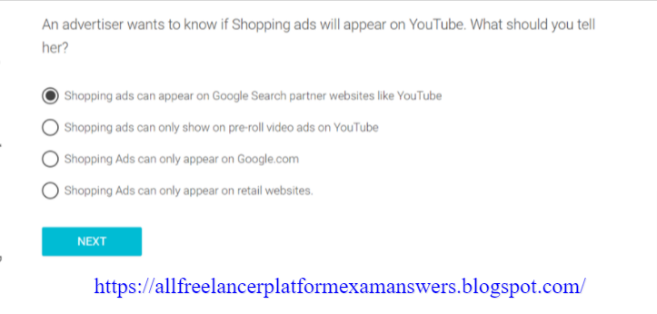 An advertiser wants to know if shopping ads will appear on youtube. what should you tell her correct answer