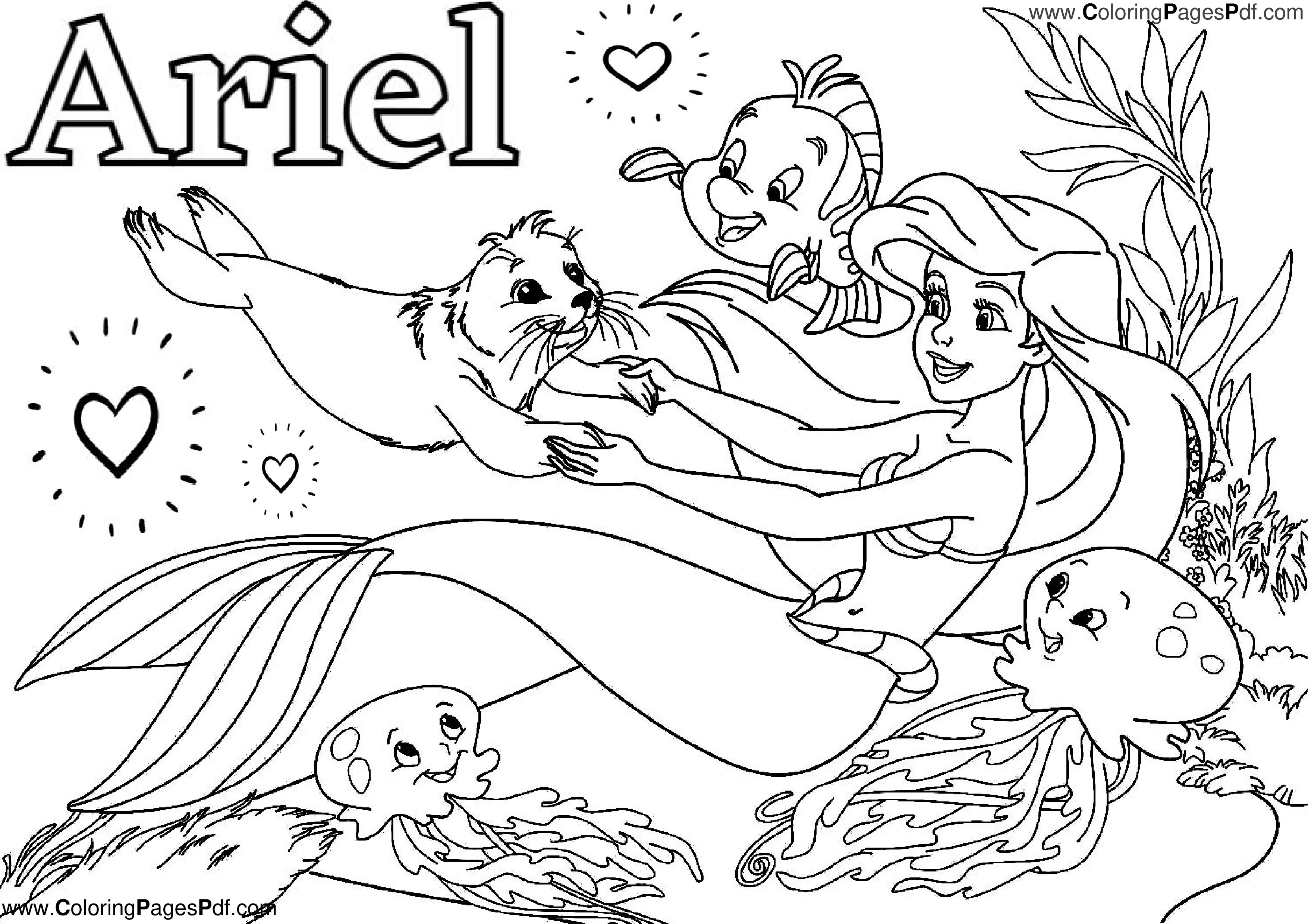 Ariel mermaid coloring pages