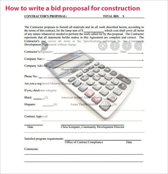 General Construction Bid Proposal Sample