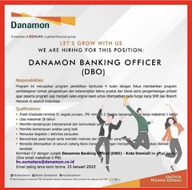 Lowongan Kerja S1 Terbaru Januari 2022 di PT Bank Danamon Indonesia Tbk Medan