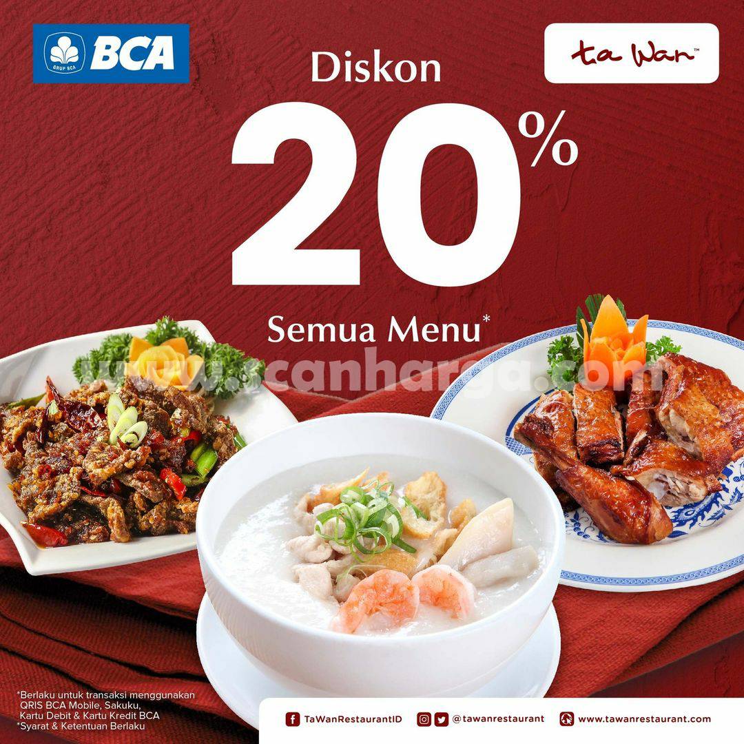 Promo Ta Wan Diskon hingga 20% dengan Kartu BCA