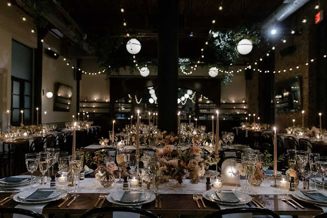 String Lights suspended in Parallel Lines at The Wythe Hotel (Brooklyn, NY)