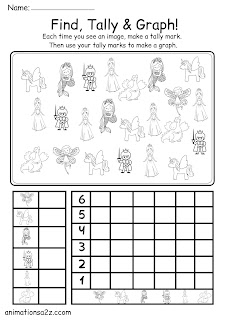 Find Tally & Graph worksheets kids counting study