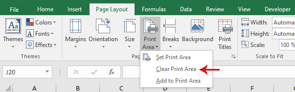 تحديد منطقة الطباعة Print Area في برنامج Excel