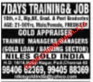 Niles gold india job vacancy details