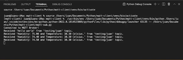 MQTT Python client receive message from the mqtt sensor