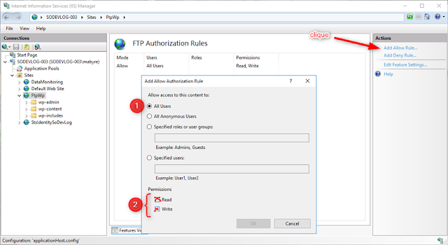 Manage FTP Site - FTP Authorization rules