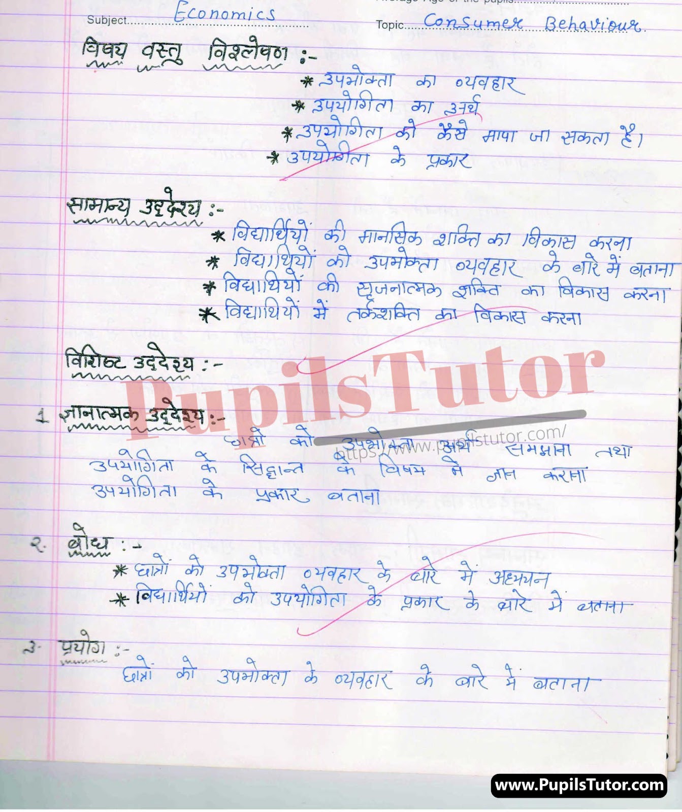 Upbhokta Ka Vyavhar Lesson Plan | Consumer Behaviour Lesson Plan In Hindi For Class 11, 12 – (Page And Image Number 1) – Pupils Tutor