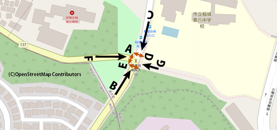 稲城台病院入口/地図