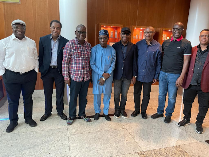 Obasanjo Meets Peter Obi, Ortom and Some Other PDP Governors in London (Photos)