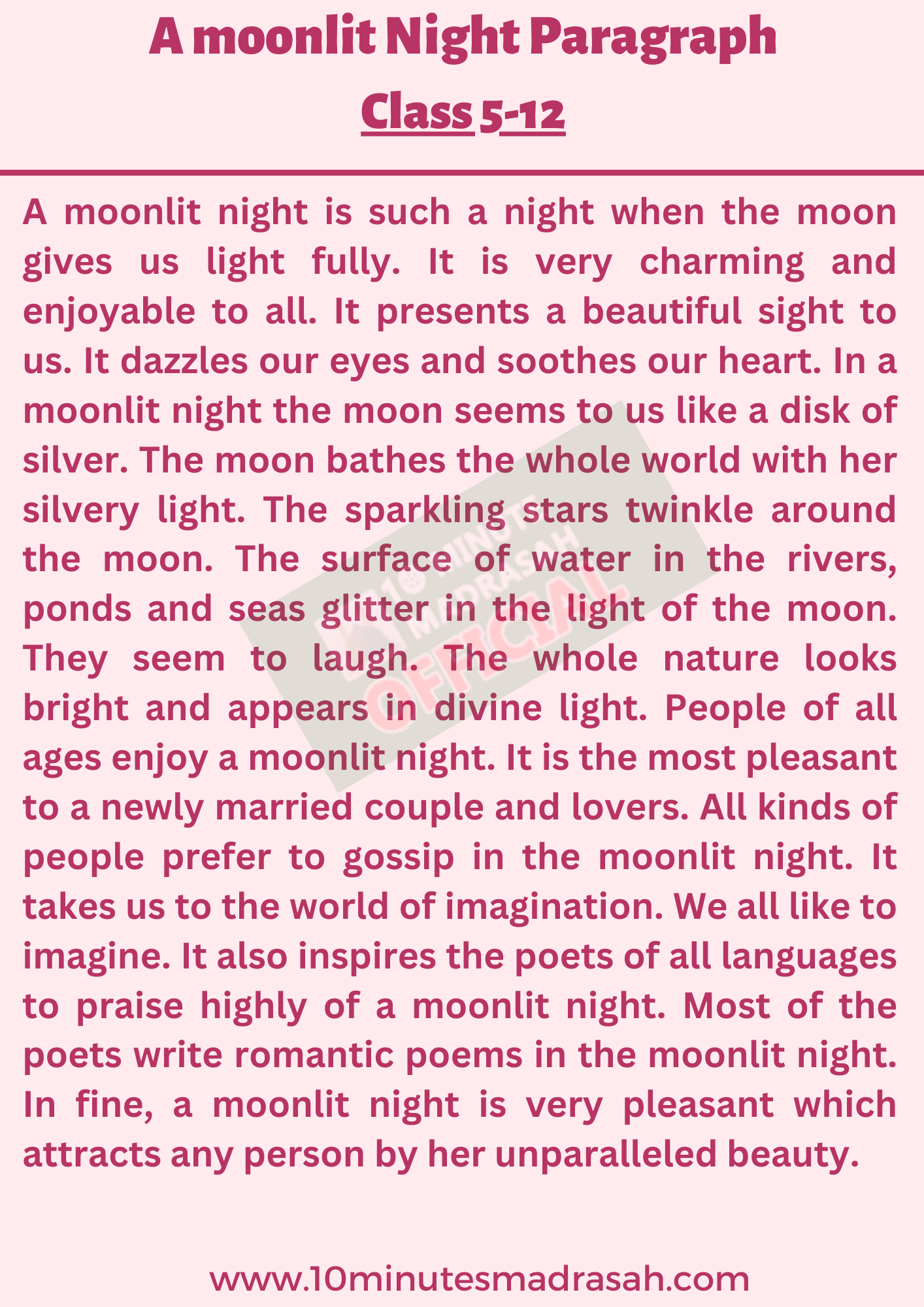 A moonlit Night Paragraph