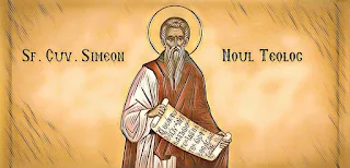 Sfantul Simeon Noul Teolog s-a nascut in anul 949 in Galteea (Paflagonia) si a studiat in Constantinopol. Tatal sau l-a pregatit pentru o cariera in avocatura si pentru o scurta perioada tanarul a ocupat o pozitie inalta la curtea imperiala.