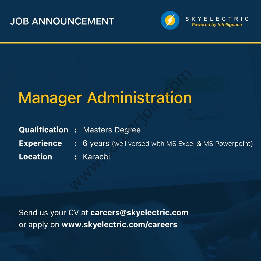 SkyElectric Pvt Ltd Jobs Manager Administration