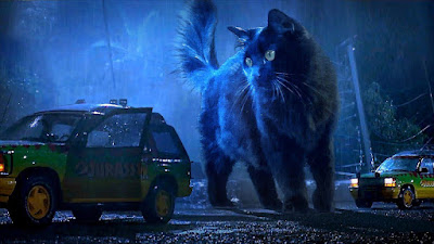 La escena de Jurassic Park se vuelve viral con un gato que reemplaza al T-REX