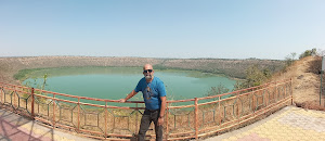 On the rim of Lonar crater lake.