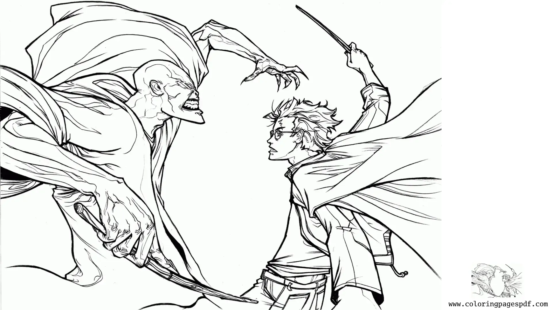 Coloring Pages Of Harry Potter And Voldemort Anime Style