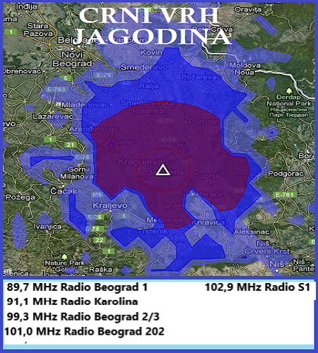 Mapa pokrivenosti Crni Vrh Jagodina