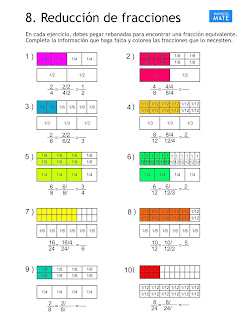 Reducción de fracciones ejercicios