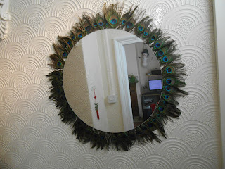 Peacock feather mirror