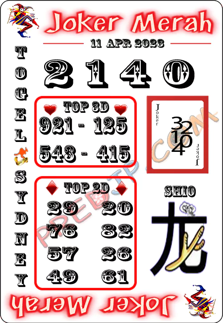 Prediksi Joker Merah Sdy Selasa 11-Apr-2023