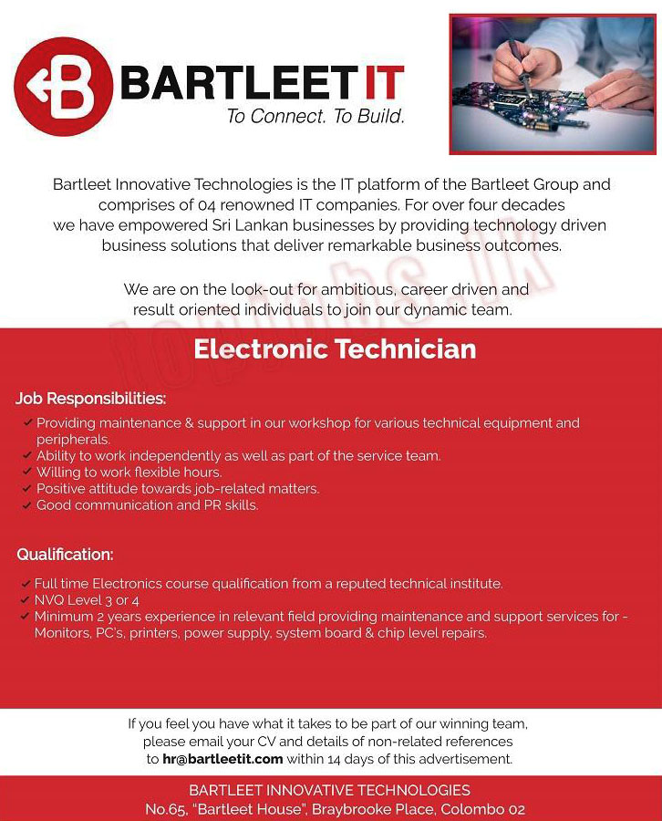 Electronic Technician Vacancies Sri Lanka