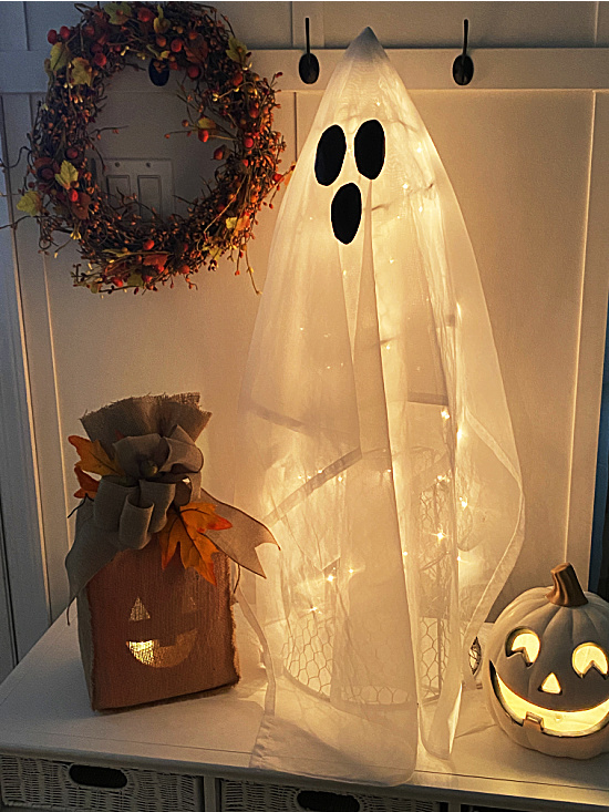 light up ghost and pumpkins
