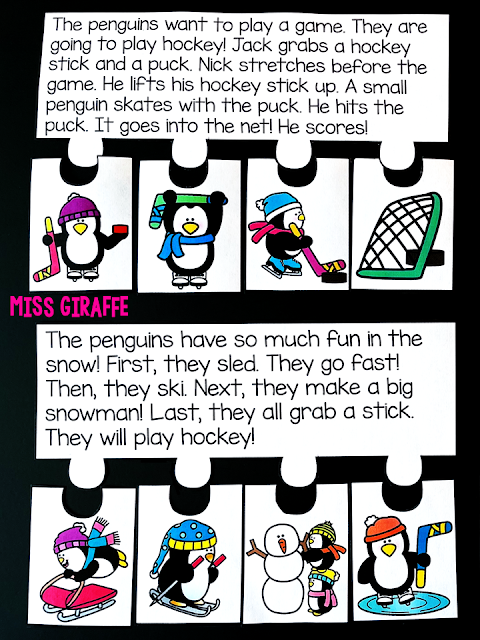 Winter Fluency Puzzle Penguins Activities for reading practice perfect for first grade literacy centers, small groups lessons, or homeschooling support!