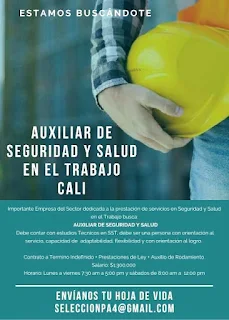 📂 Empleo en Cali HOY como Auxiliar Seguridad y salud en el trabajo 💼 |▷ #SiHayEmpleo