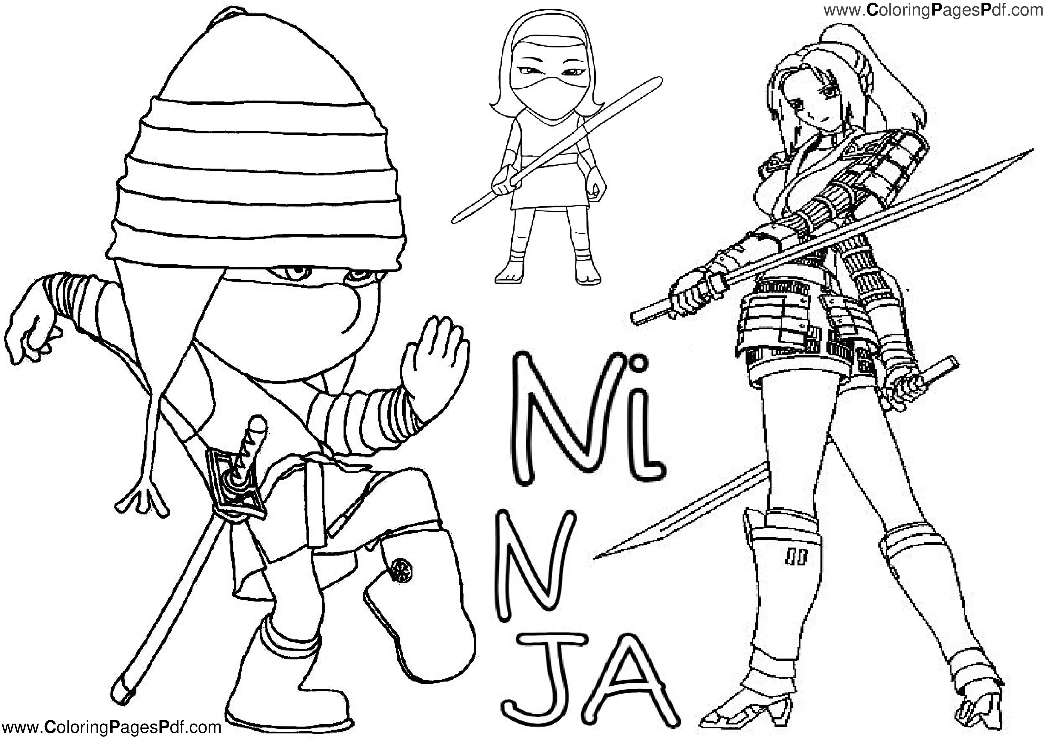 Girl ninja coloring pages