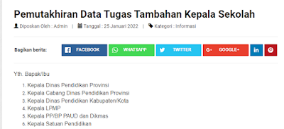 Info Penting Pemutakhiran Data Tugas Tambahan Kepala Sekolah