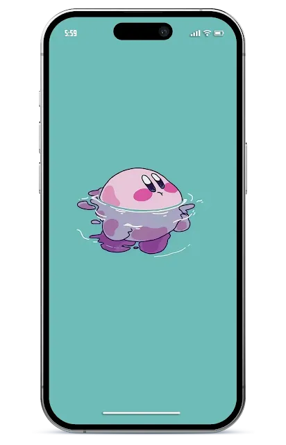 charming Kirby swimming
  wallpaper