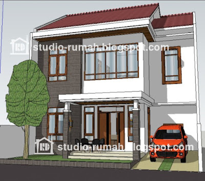 contoh gambar 3 dimensi rumah tinggal 2 lantai