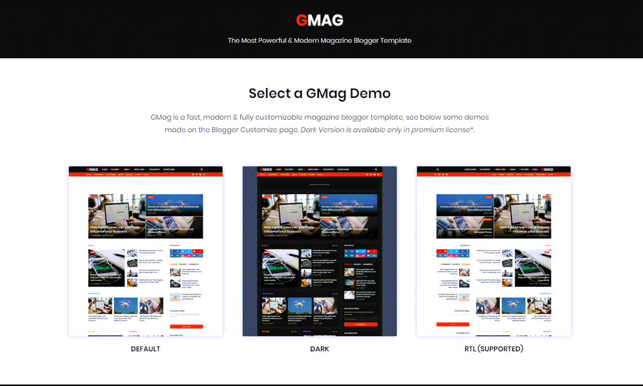 Gmag Responsive Magazine Blogger Template