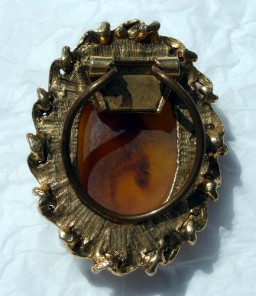 Back of a large cameo scarf clip 1960s