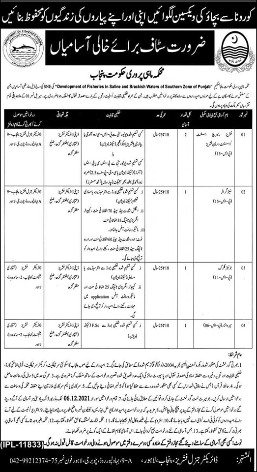 Jobs in fishing department nov 2021