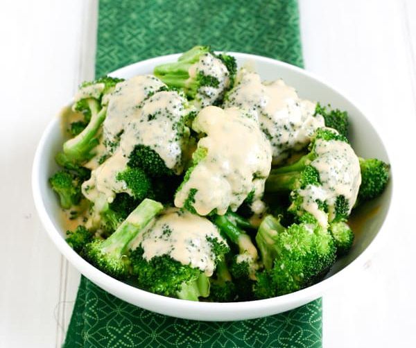 Broccoli with Cheddar Cheese Sauce