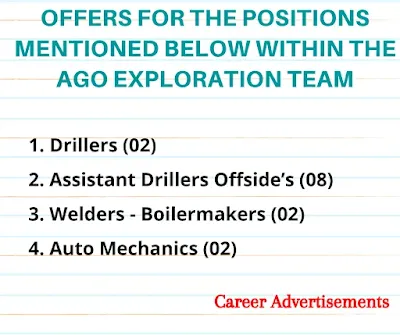 Please find attached job offers for the positions mentioned below within the AGO Exploration Team