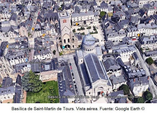 Vista aérea de la Basílica de Saint-Martín de Tours