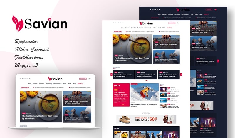 Savian Magazine Responsive Blogger Templates Free Download