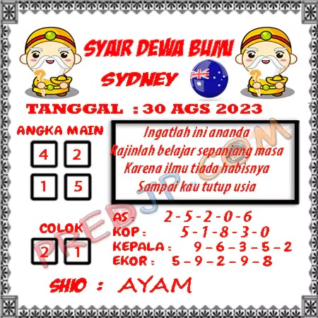 Prediksi Dewa Bumi Sdy Rabu 30-Juli-2023