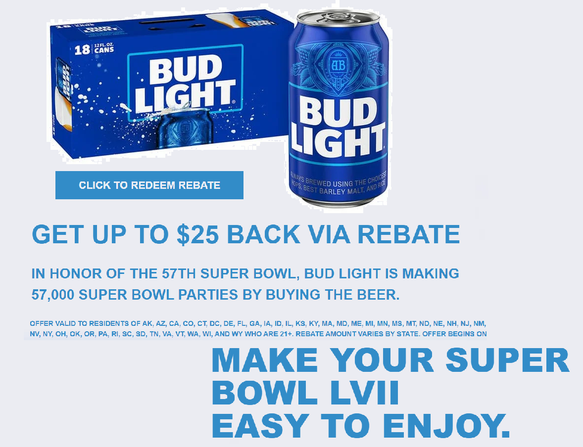 Free 25 Worth Of Bud Light 18 Pack Or Larger After Rebate HEAVENLY 