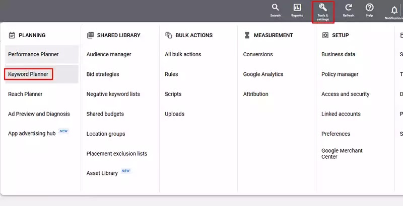 Google Keyword Planner - Keyword