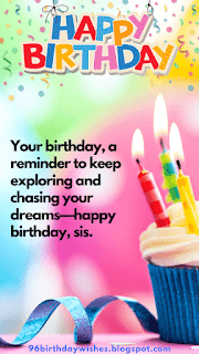 "Your birthday, a reminder to keep exploring and chasing your dreams—happy birthday, sis."