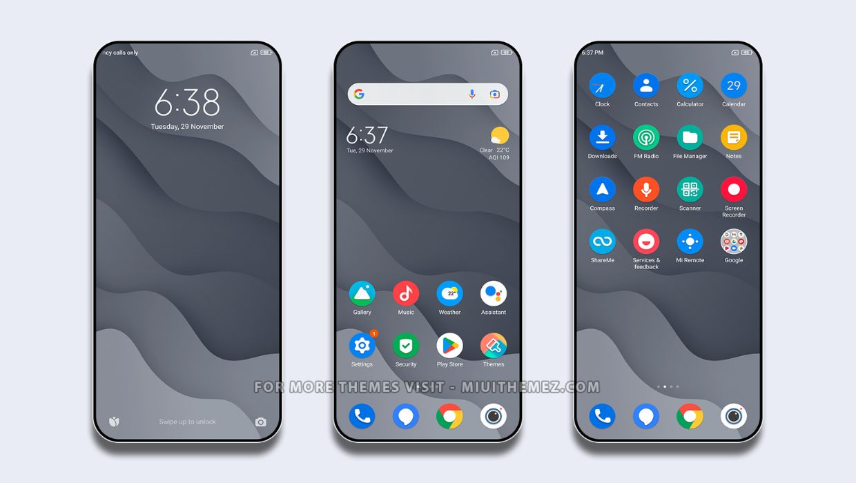 Gray MIUI Theme with Cool Pixel Icons