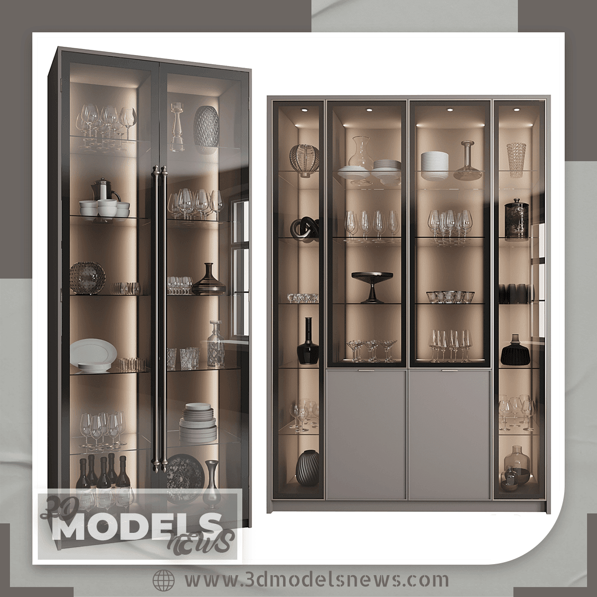 Display cabinets model cupboard with dishes