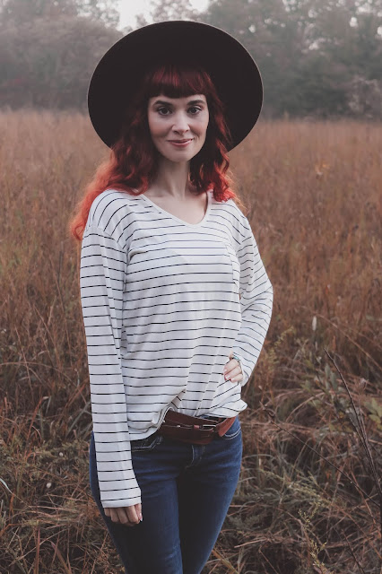 Shewin Striped Boho Long Sleeve Top