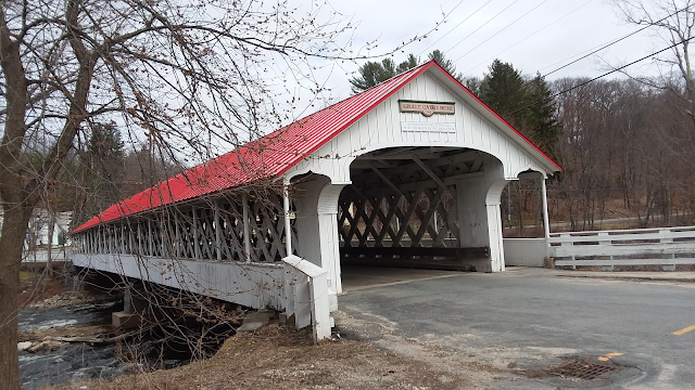 Ashuelot Covered Bridge - white bridge with red roof