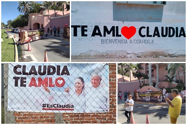 Investigan pintas de bardas, parabuses y diversos espacios públicos con la leyenda “Claudia te AMLO