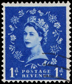 British Postage Stamp GB-516 Queen Elizabeth II 1 penny 1953
