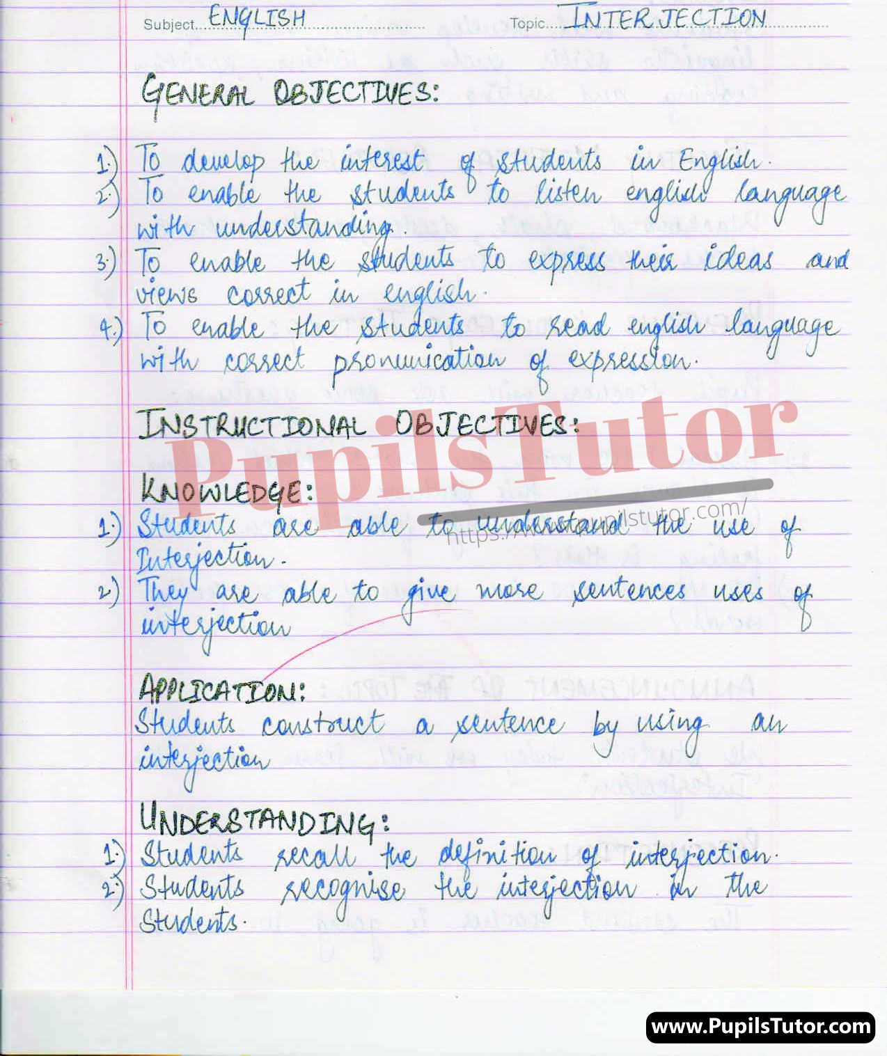 English Grammar Lesson Plan For Class 12 On Interjection And Its Usage – (Page And Image Number 1) – Pupils Tutor
